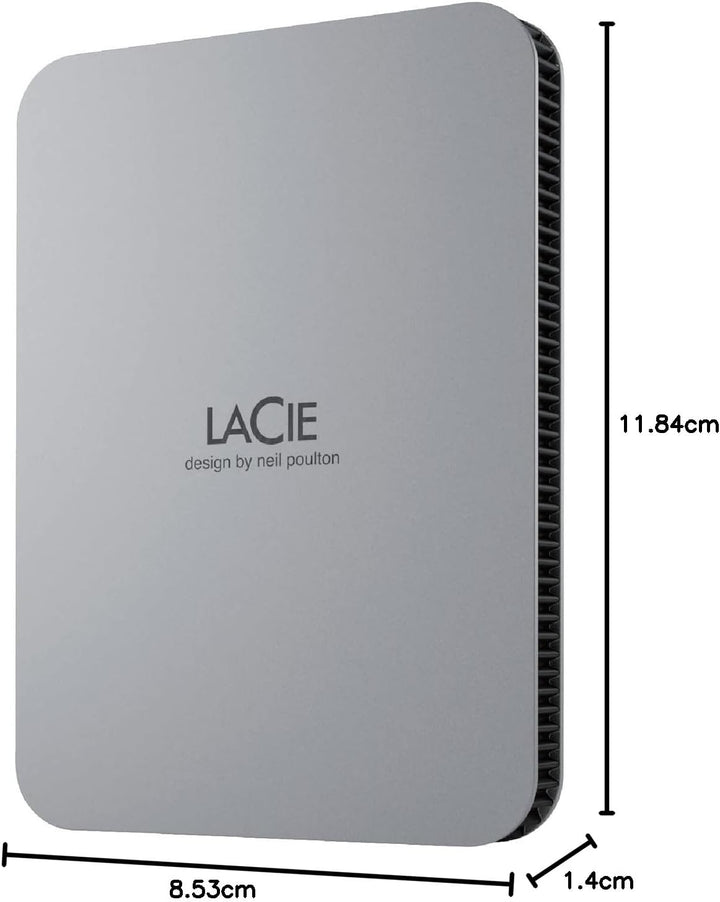 LaCie MOBILE DRIVE V2 Moon 1TB tragbare externe Festplatte, 2.5 Zoll, Mac & PC, silber, inkl. 2 Jahr