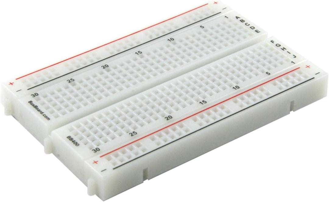 BB400 Solderless Plug-in BreadBoard, 400 tie-Points, 4 Power Rails, 3.3 x 2.2 x 0.3in (84 x 55 x 9mm