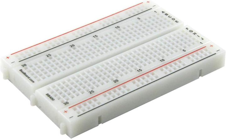 BB400 Solderless Plug-in BreadBoard, 400 tie-Points, 4 Power Rails, 3.3 x 2.2 x 0.3in (84 x 55 x 9mm