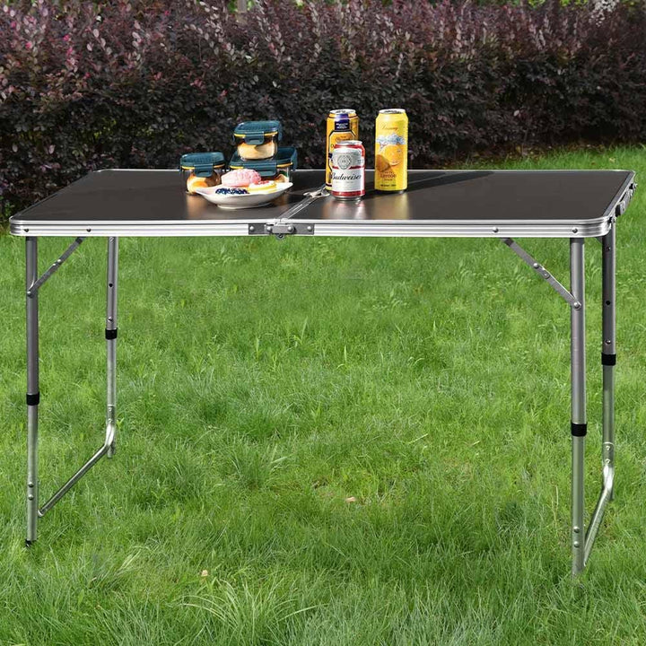 BAKAJI Campingtisch Picknick grau mit Verstellbarer Höhe, Gestell aus Aluminium, zusammenklappbares