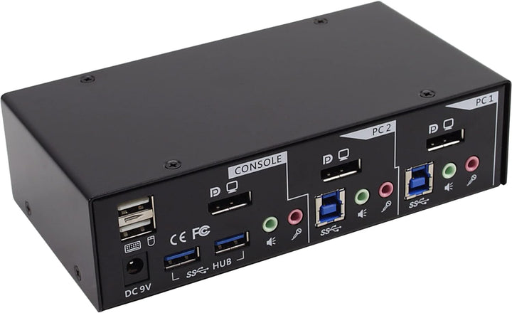 InLine 63622I KVM Desktop Switch, 2-fach, DisplayPort, USB 3.0 Hub, mit Audio