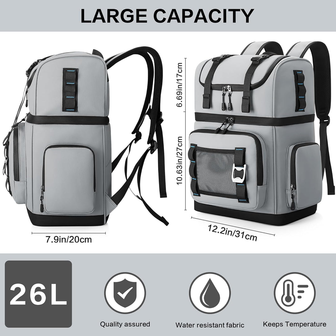 Grosser Kühlrucksack für Herren & Damen, Doppellagiger Kühltasche Rucksack Wasserdichter Isolierter