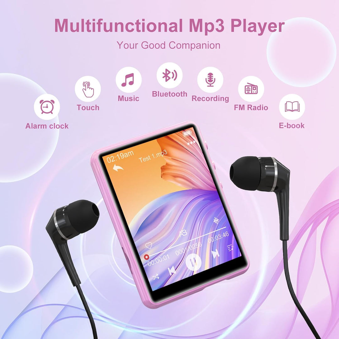 64GB MP3 Player with Bluetooth 5.3, 2.4 inch Full Touchscreen Portable Music Player HiFi Lossless Di