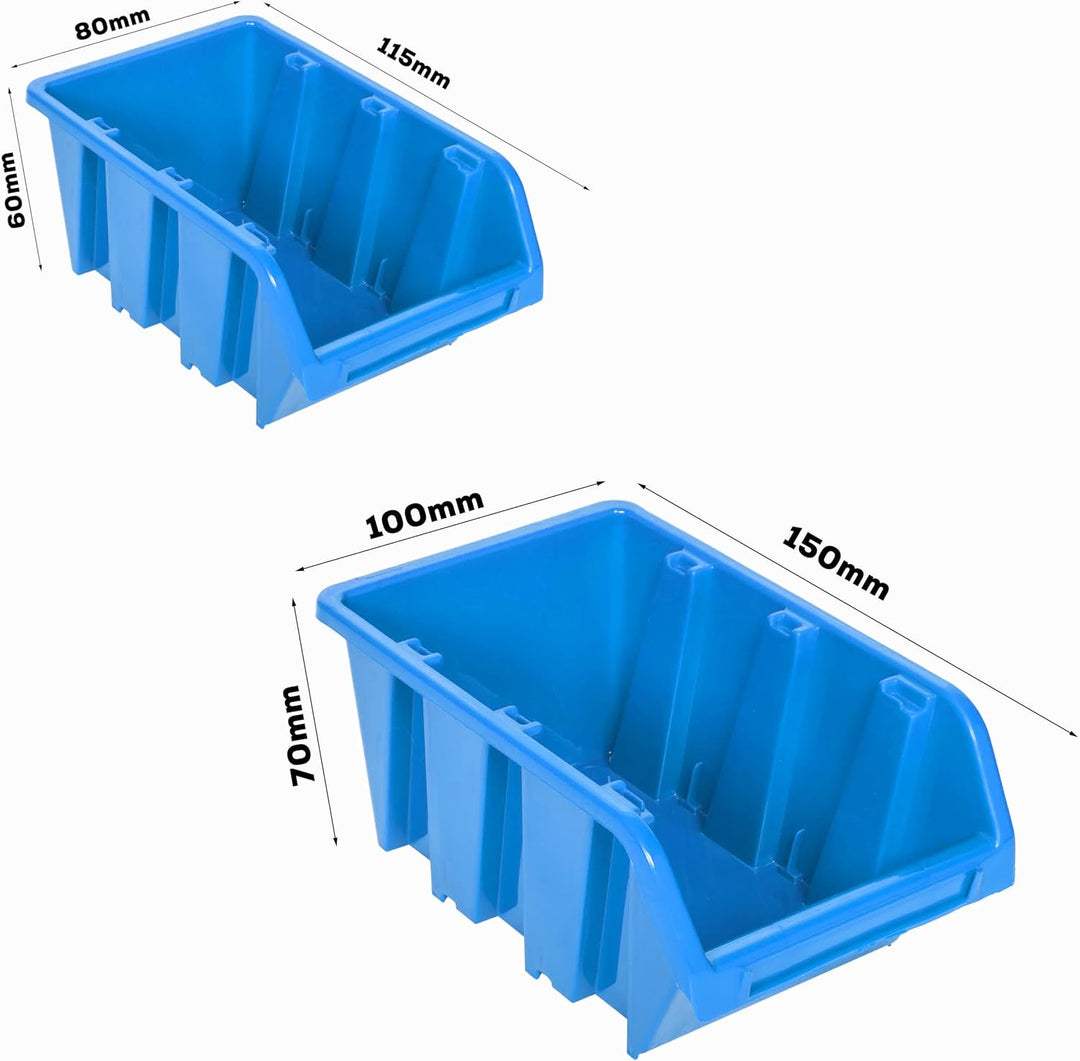 Lagersystem Wandregal 770 x 780 mm | 82 stck. Box | Stapelboxen Schüttenregal Sichtlagerkästen | Ext