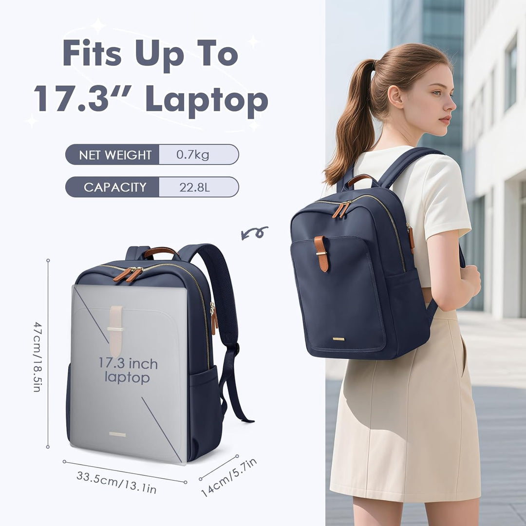 Rucksack Damen Herren Elegant, 17.3 Zoll Laptop Rucksack Wasserdicht mit Laptopfach, Business Laptop