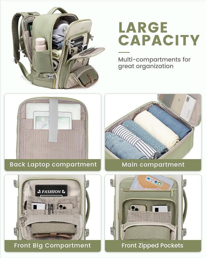 LOVEVOOK Reiserucksack Handgepäck Flugzeug, 40L Rucksack Damen Gross, Wasserdicht Laptop Rucksack 17