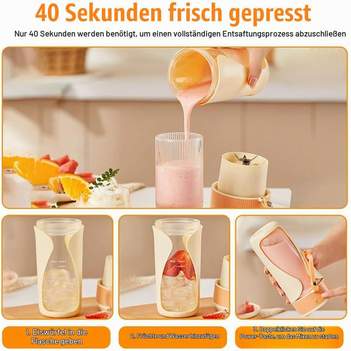 Tragbarer Mixer Becher, Mini Mixer, Saftmixer für Shakes und Smoothies, Auslaufsicherer Persönlicher