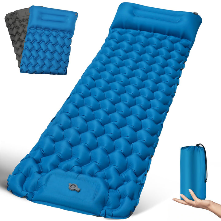 Isomatte Camping Luftmatratze Ultraleicht Camping Matratze mit Kissen Tragbar Luftzellenmatte Wasser