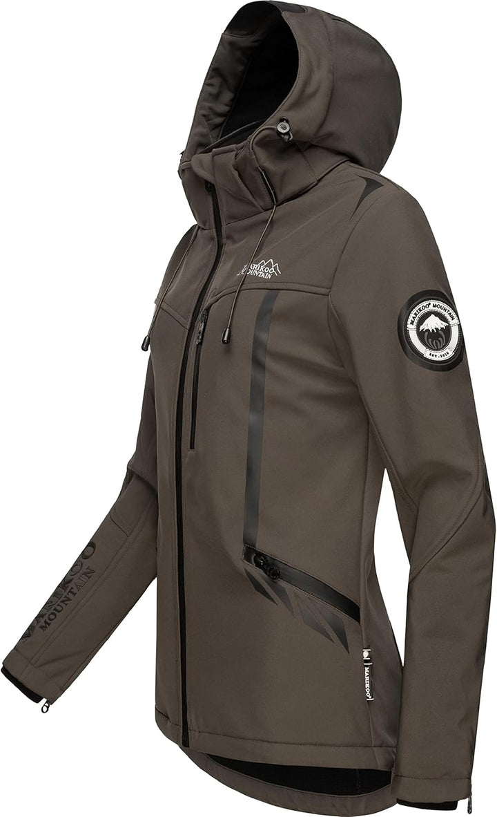 MARIKOO Damen Softshelljacke wasserdichte Funktionsjacke mit abnehmbarer Kapuze Mount-Cho-Oyu XS-XXL