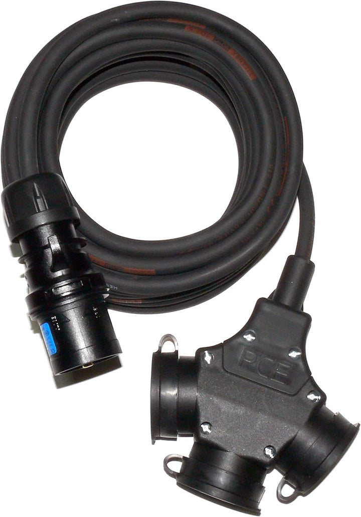 CEE-Stecker auf Schuko-Verteilung 3-Fach (1,5m-50m) 16A Verlängerungskabel Titanex H07RN-F 3x1,5mm²