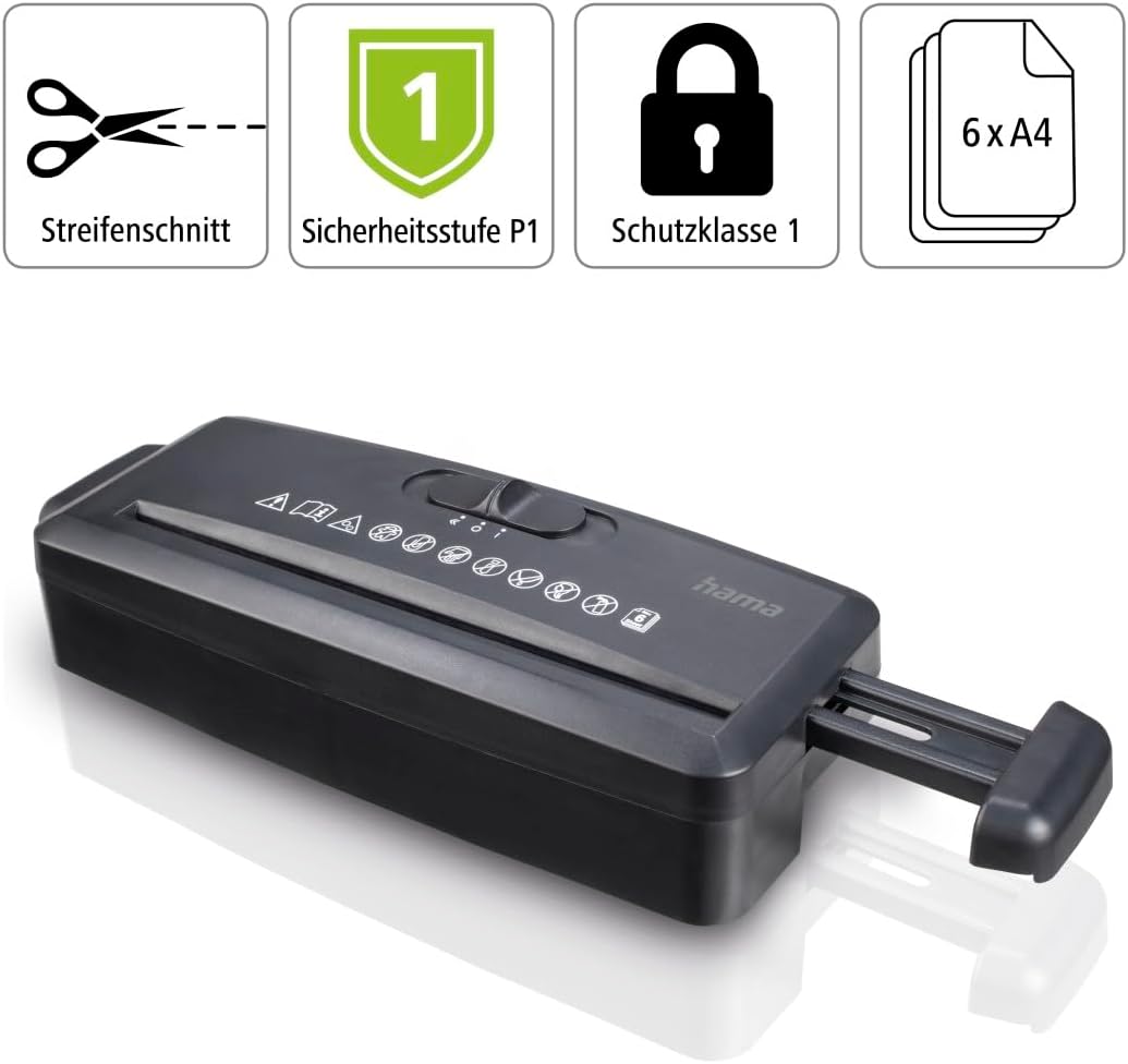 Hama Aktenvernichter Einzug Aktenvernichter professionell Home Office (Streifenschnitt, Schredder, e