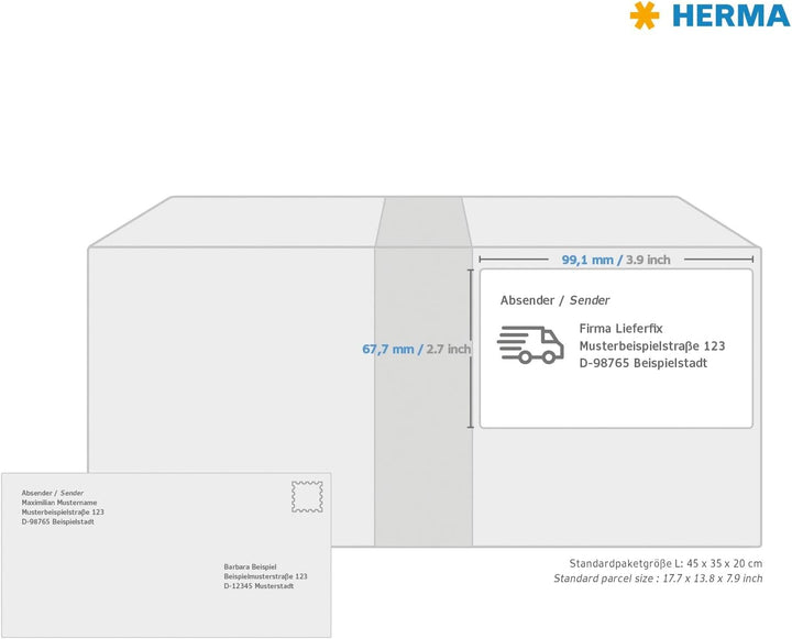 HERMA 10312 Universal Etiketten blickdicht ablösbar, 100 Blatt, 99,1 x 67,7 mm, 8 Stück pro A4 Bogen