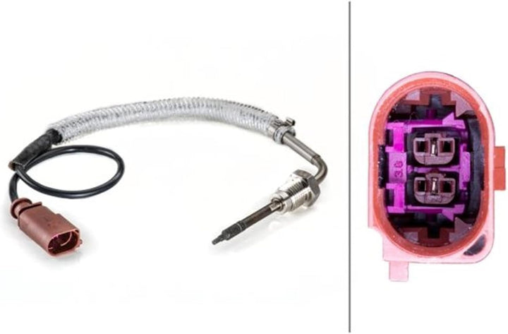 HELLA 6PT 014 494-301 Sensor, Abgastemperatur - 2-polig - geschraubt - Kabel: 420mm