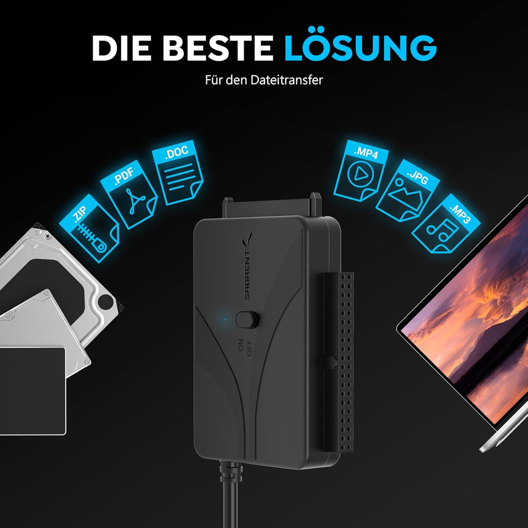 SABRENT USB Typ C zu SSD SATA IDE 2,5 / 3,5 / 5,25 Zoll Festplattenkonverter (USB-DS12) USB auf SSD