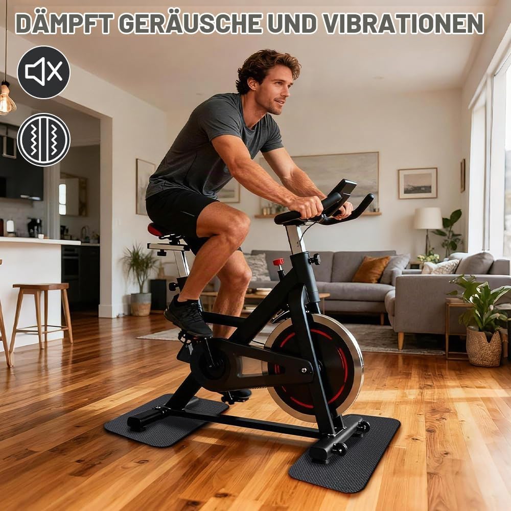 2 Stück Bodenschutzmatte Fitnessgerät, 63,5 x 30 cm Bodenschutzmatte Sport, 5 mm rutschfest Unterleg