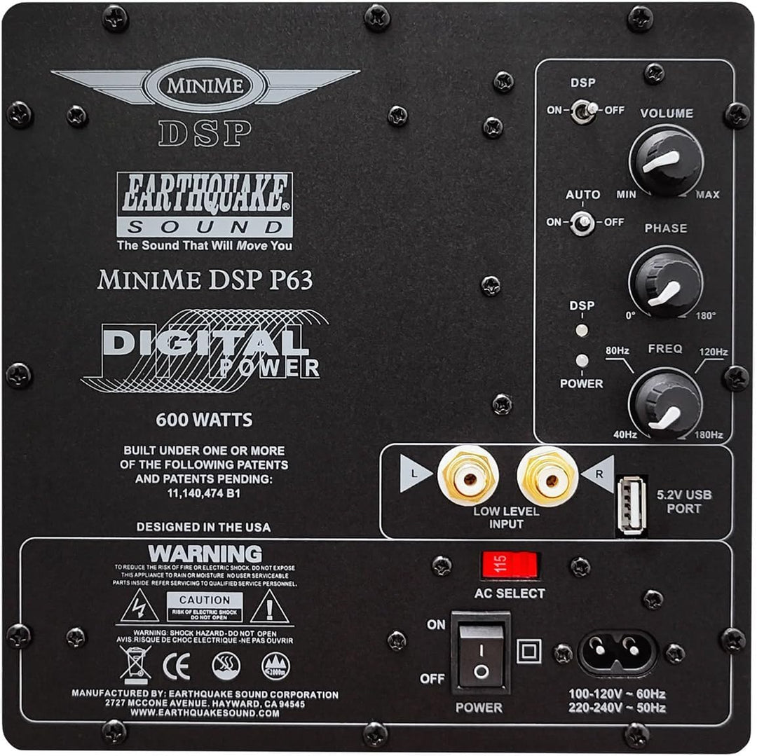 Earthquake Sound MiniMe-DSP-P63 6,5 Zoll Mikrobetriebener Subwoofer mit Dual 6,5 Zoll SLAPS passiver