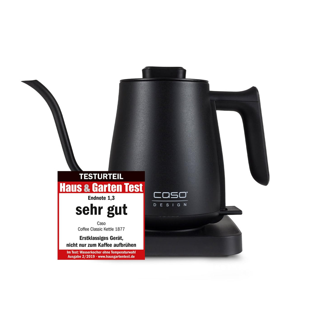 CASO Coffee Classic Kettle – elektrischer Wasserkocher, hochwertiges matt schwarzes Design mit gesch