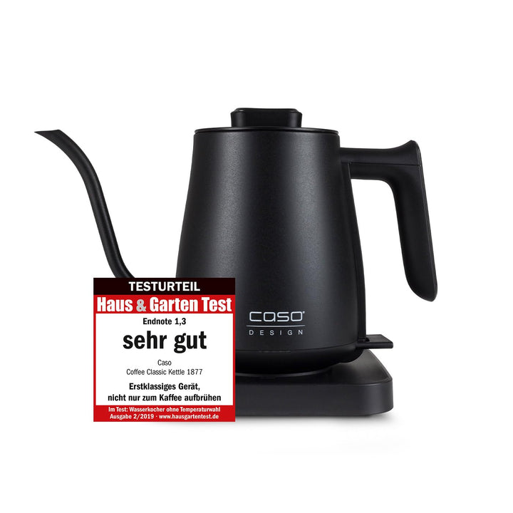 CASO Coffee Classic Kettle – elektrischer Wasserkocher, hochwertiges matt schwarzes Design mit gesch