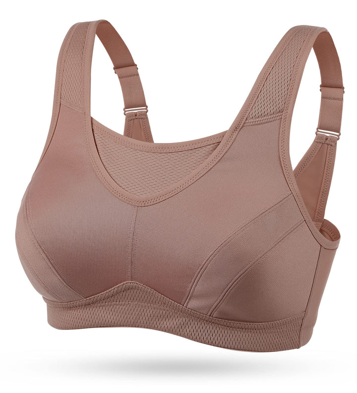 Wingslove Damen Sport BH ohne Bügel Nicht Gepolstert High Impact Bustier Halt Joggen BH 75F Bernstei