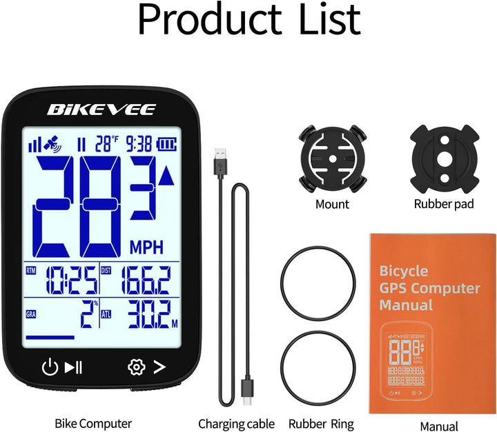 GPS Fahrradcomputer Kabellos Wasserdicht 2.4 Zoll FSTN Display IPX7 28h Akkulaufzeit Leichtes Fahrra