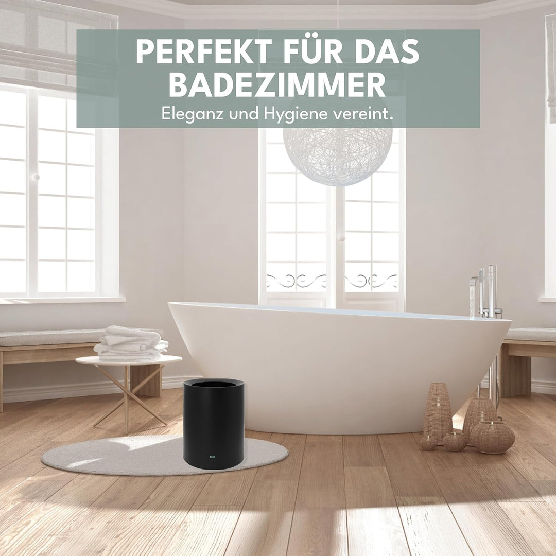 12L Mülleimer Schwarz Matt – Vielseitiger Badezimmer Papierkorb & WC Mülleimer, Büro Mülleimer Schwa