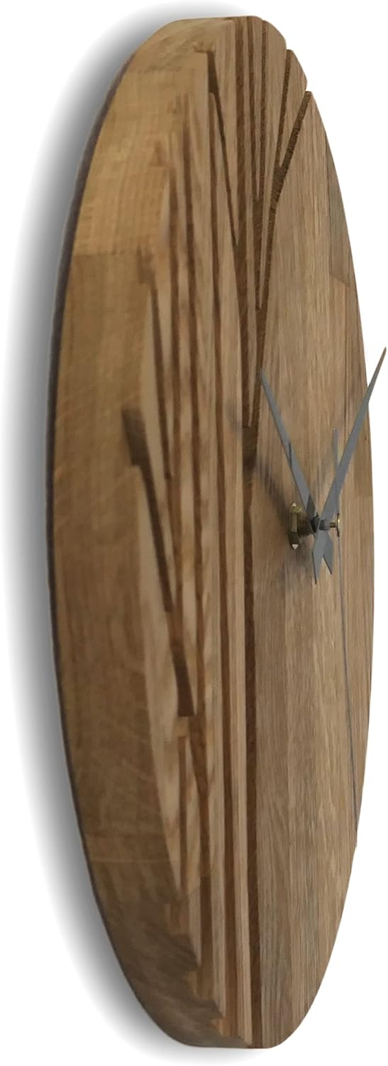 SENTOP Wanduhr aus Holz, Wanduhr aus Eiche, Moderne Wanduhr, Heimdekoration, Wanduhr aus echtem Eich