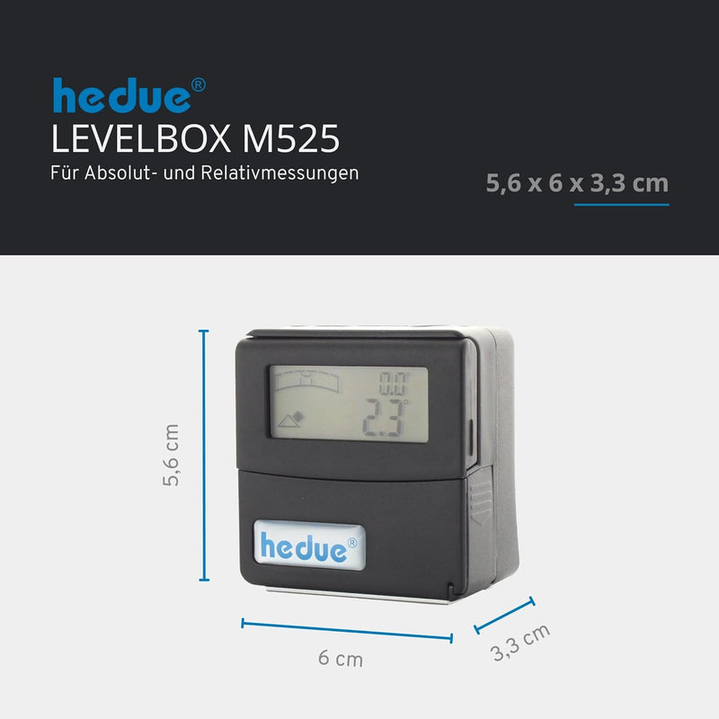 hedue® LevelBox M525 - Bevel Box magnetisch für Absolut- und Relativmessungen , Winkelmesser digital