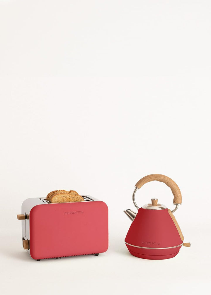 CREATE/PACK - KETTLE RETRO M 1L + TOAST RETRO M/Wasserkocher 1L und Toaster in Rot