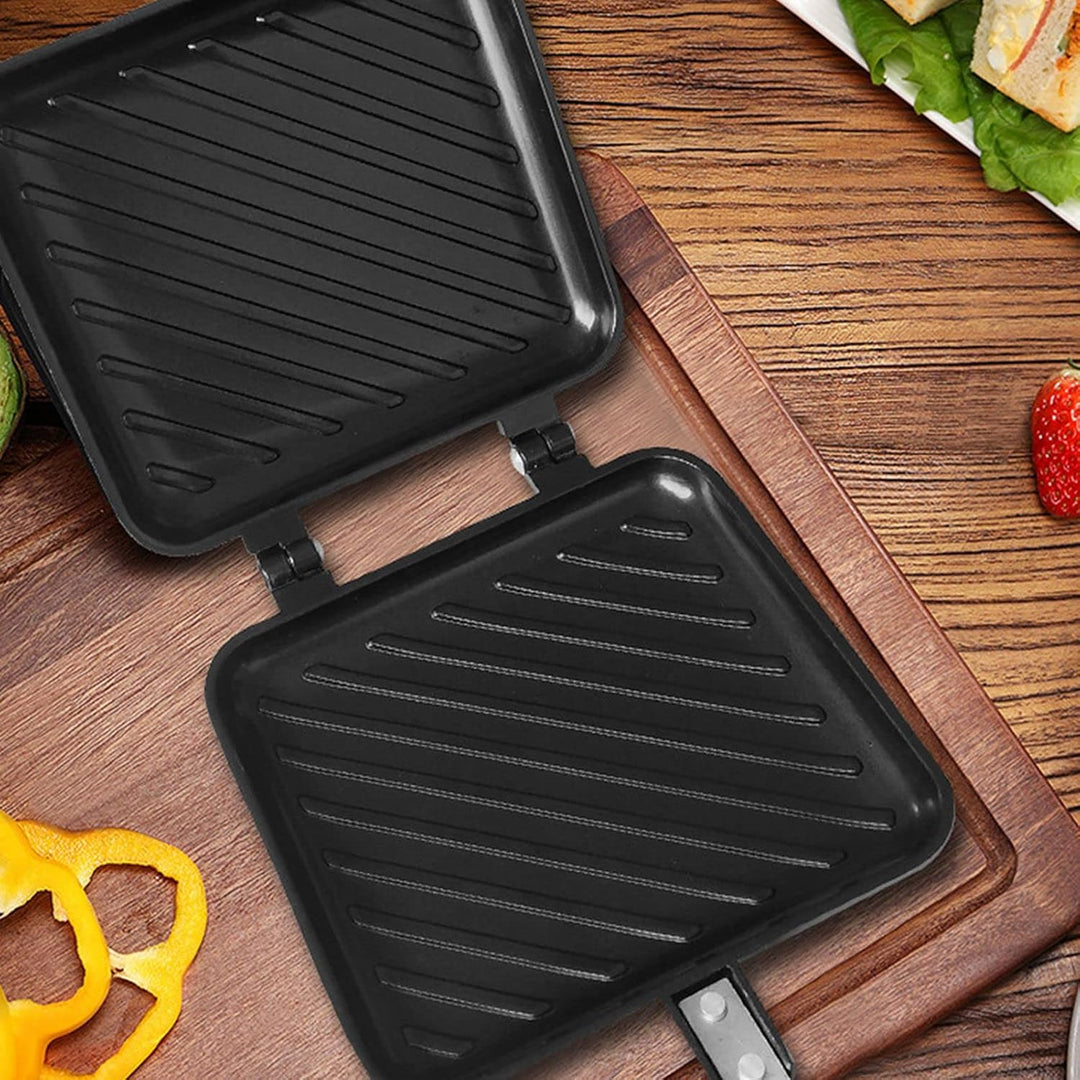 Doppelseitige Sandwichpfanne Aluminium Antihaft-Gitter 35x15cm | Gleichmässige Wärmeverteilung hitze