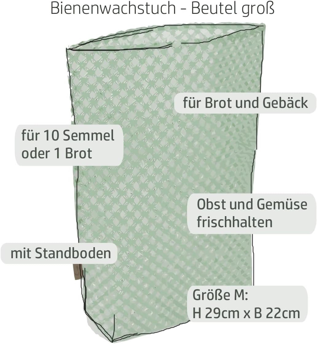 Kumanu | Bio-Bienenwachstuch - Beutel FRISCHEFRANZ gross 35x29cm | handgemacht in Tirol | mit Standb