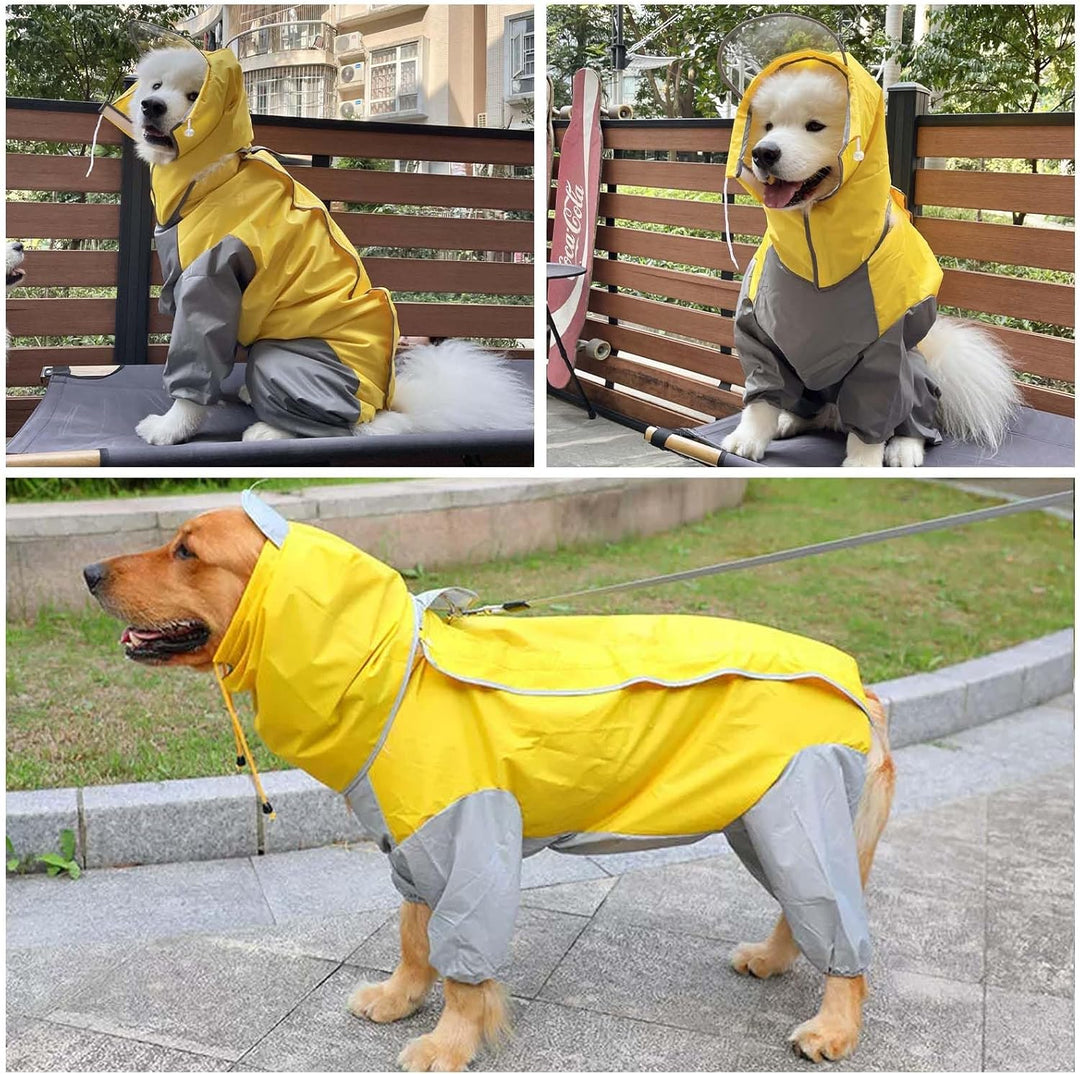 Regenmantel für Hunde,Hunderegenmantel,Wasserdichter Hundemantel mit Kapuze,Leichte Regenjacke Hund