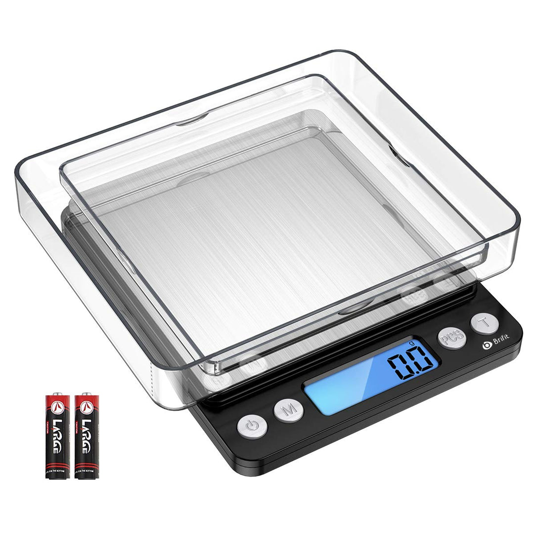 AMIR Digitale Küchenwaage 3kg, Electronische Waage, Hohe Präzision auf bis zu 0,1g, Briefwaage mit T