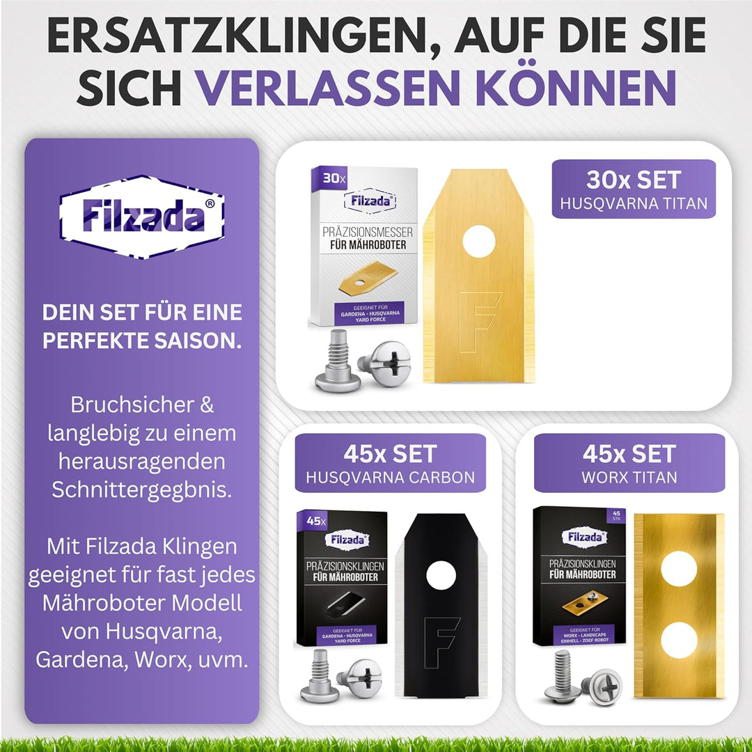30x Titan Messer Klingen LONGLIFE geeignet für alle Husqvarna® Automower® / Gardena® Mähroboter - (3