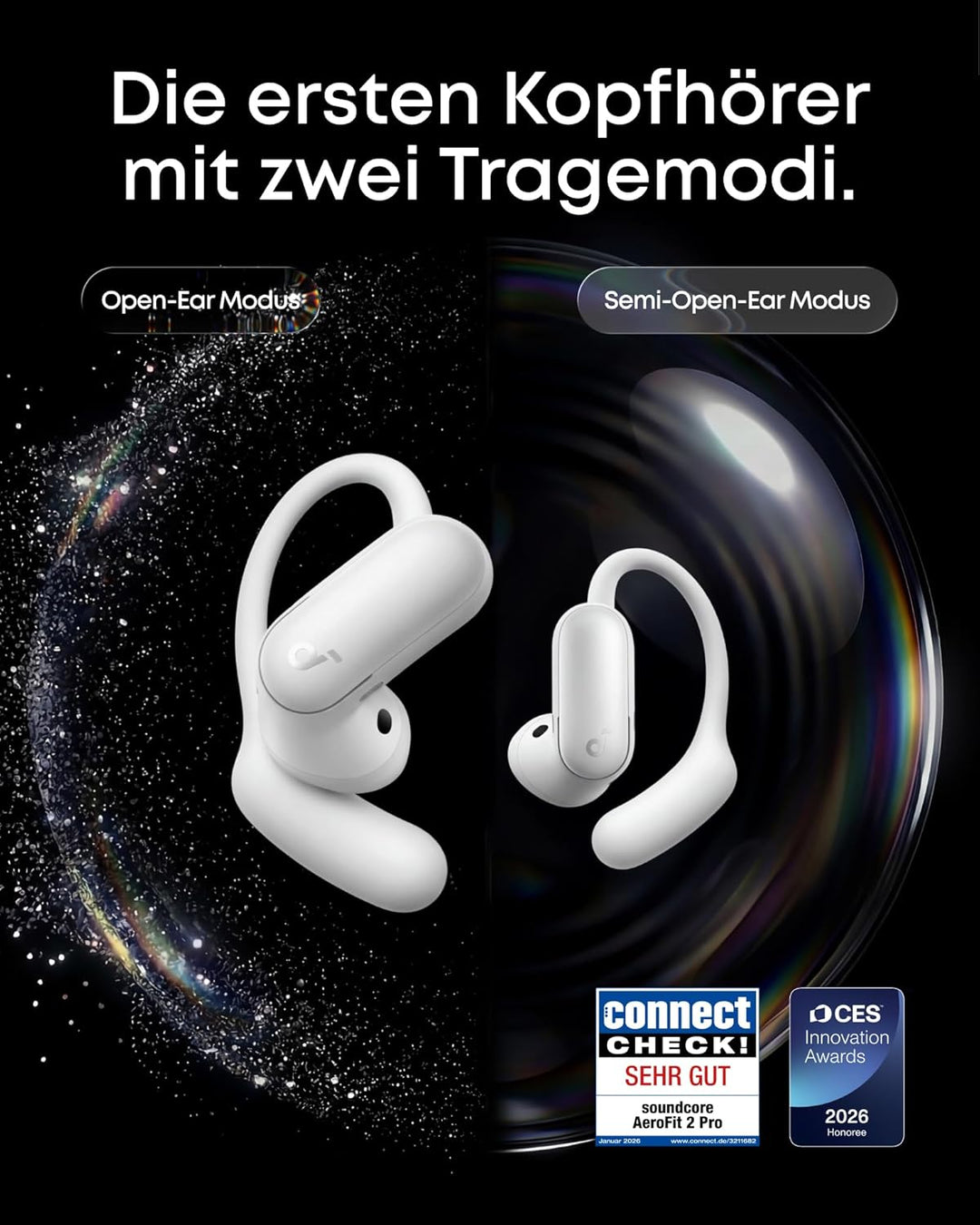 soundcore AeroFit 2 Pro by Anker, erste Kopfhörer mit 2 Tragemodi, 2-in-1 Open-Ear Kopfhörer & Semi-