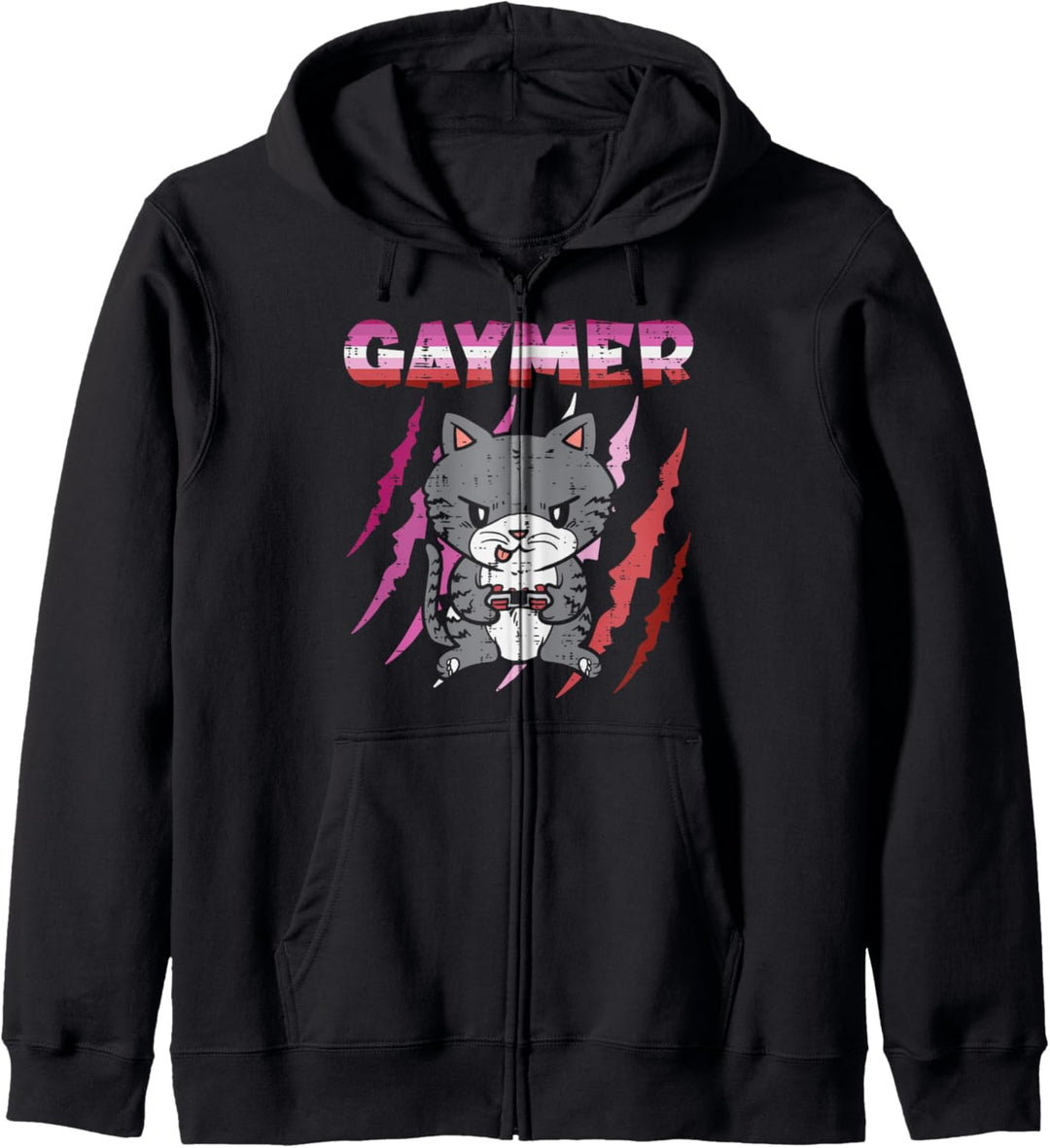 Gaymer Purride Cat Video Game Gamer LGBT Lesbian Flag Gay Kapuzenjacke