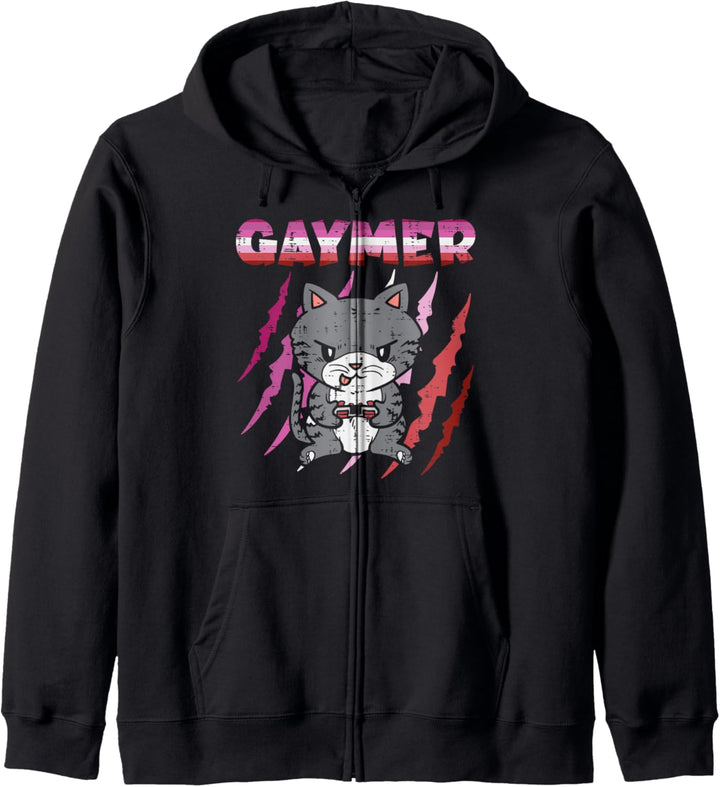 Gaymer Purride Cat Video Game Gamer LGBT Lesbian Flag Gay Kapuzenjacke