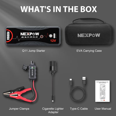 NEXPOW Starthilfe Powerbank, 4000A Spitzstrom Tragbare Auto Starthilfe 12V für Alle Benzin und 10.0L