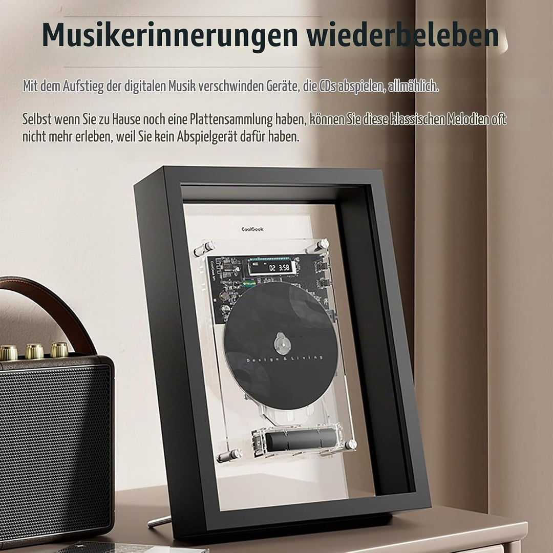CD-Player Zum Dekorieren, Musik-Deko-Bilderrahmen Mit Fernbedienung, Bluetooth 5.0/3,5-mm-AUX-Ausgan
