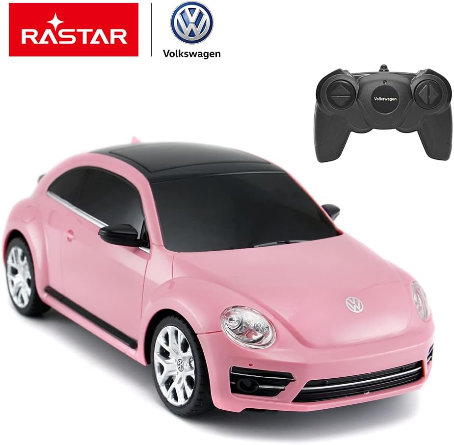 Rastar ferngesteuerter Volkswagen Käfer, Massstab 1:24, Kinder ferngesteuertes Rennauto, rosa Spielz