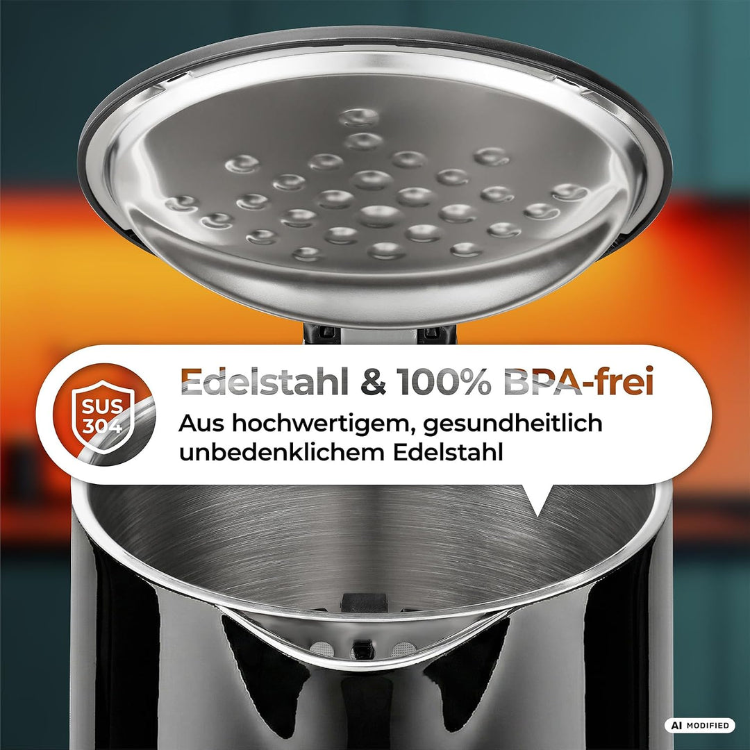 aeco AQA PRO elektrischer Wasserkocher Edelstahl Tee-Kocher Teebereiter electric kettle tea-maker bo