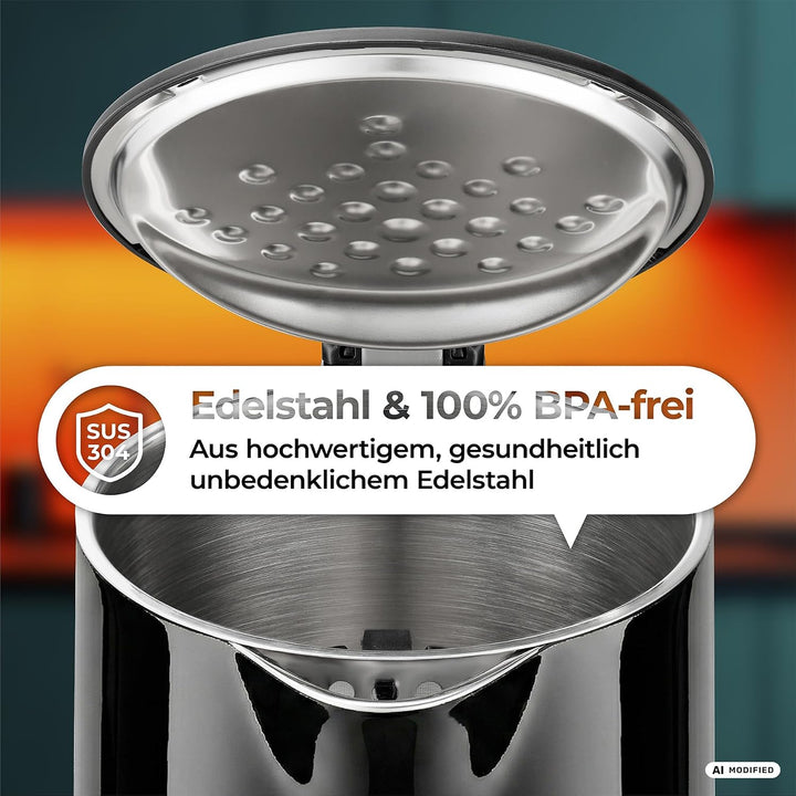 aeco AQA PRO elektrischer Wasserkocher Edelstahl Tee-Kocher Teebereiter electric kettle tea-maker bo