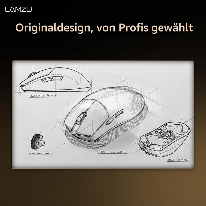 Lamzu Maya X kabellose Gaming-Maus, 47 g, optischer Schalter, 30.000 DPI, symmetrisch, Nordic 52840