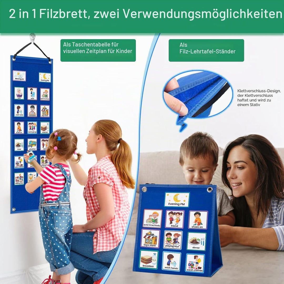KIKIGOAL Kinder visuelle Planung Kalender Diagramm, 2 in 1 Autismus täglichen Routine Diagramm mit 7
