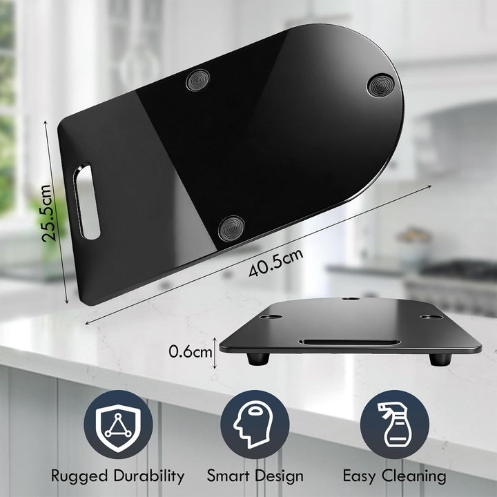 Gleitbrett für Thermomix TM7 aus Premium Acrylglas, Rutschfeste Basis mit Rollen für müheloses Versc