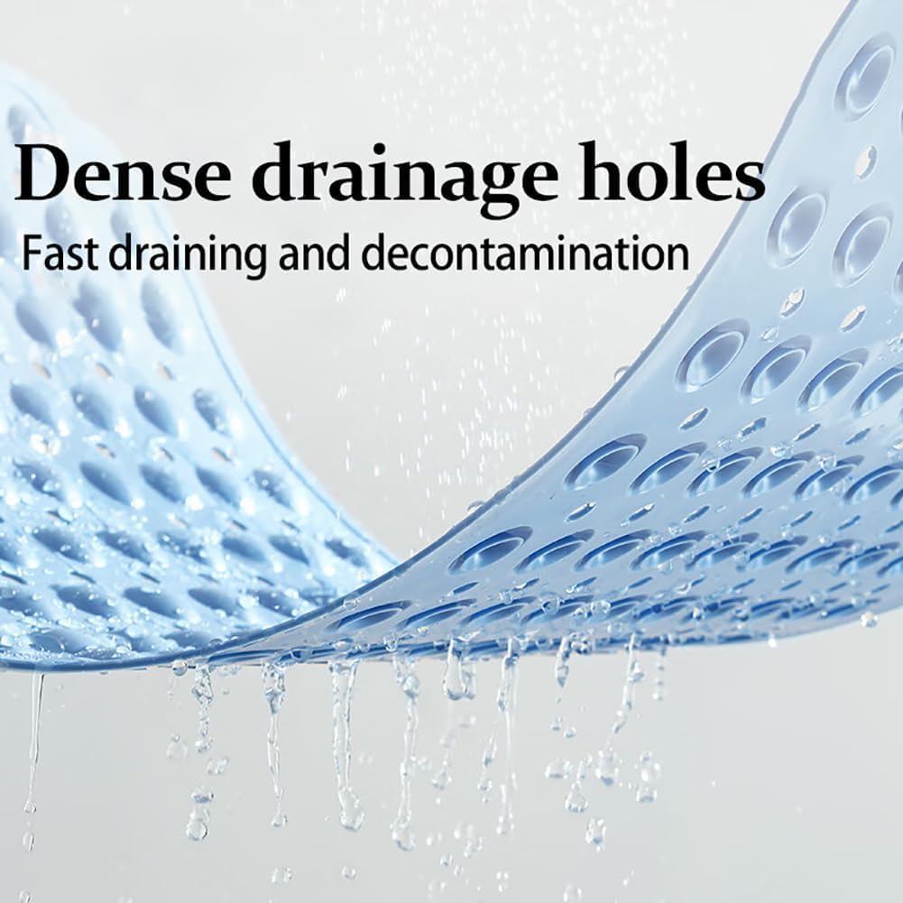 Duschmatte rutschfest 106x66cm,Antirutschmatte Dusche aus TPE,Blau | mit Fussbürsten-Zone,mit Saugnä
