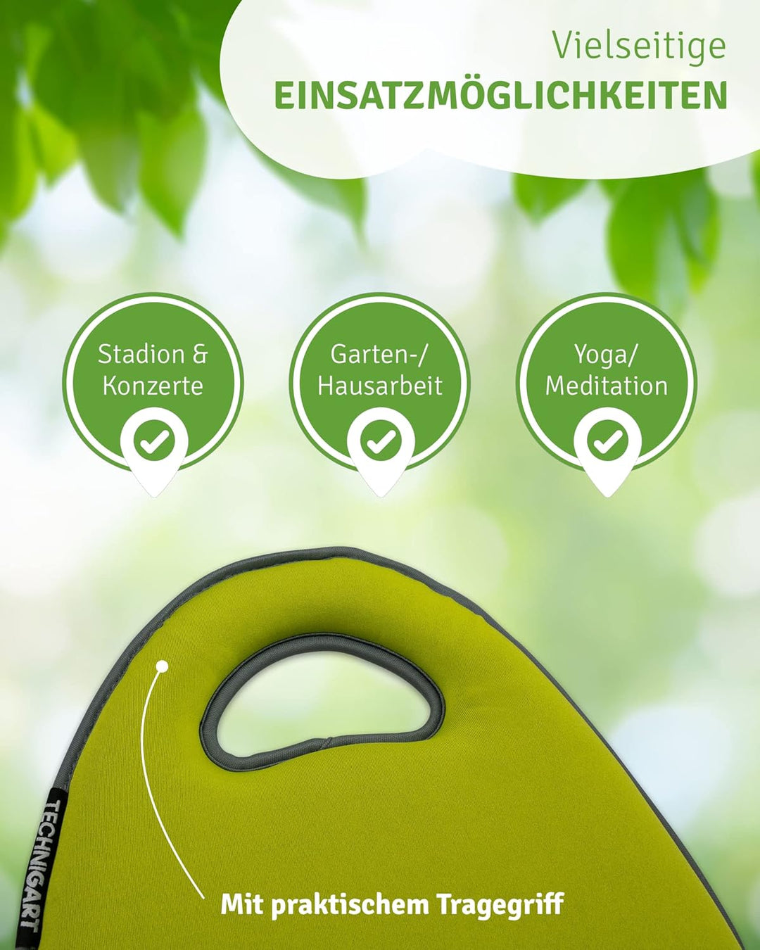 TECHNIGART Knie-Kissen für Indoor & Outdoor - Sitz-Polster für unterwegs, Garten-Arbeit, Camping, et