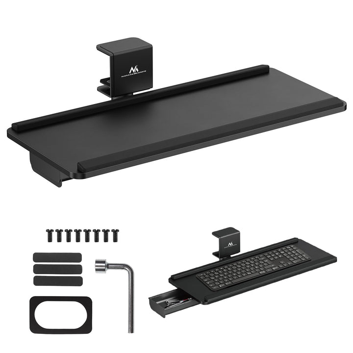 Maclean MC‑108 B Tastaturhalter unter Schreibtisch | Einstellbare Neigung und Kurbel + Handgelenkauf