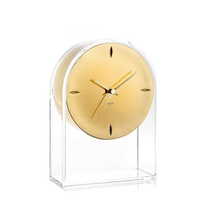 Kartell Air du Temps Tischuhr, Plastik, Kristallklar/gold, 21.5 x 8 x 30 cm, Kristallklar/Gold
