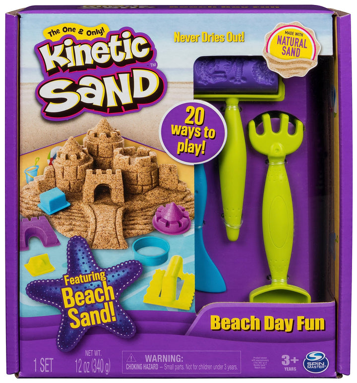 Kinetic Sand Strandspass Set - mit 340 g magischem Sand aus Schweden und Zubehör für sauberes, kreat