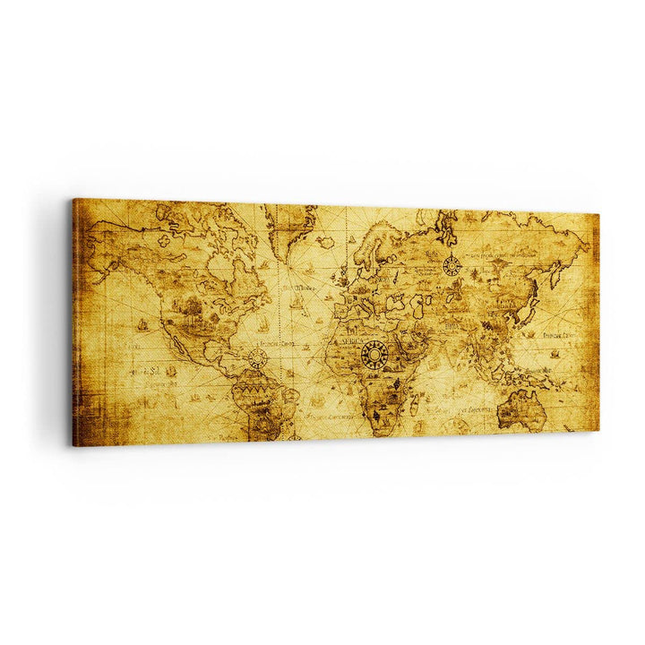 Panorama Bilder auf Leinwand 100x40cm Leinwandbild Karte Welt Kontinente Gross Wanddeko Bild Schlafz